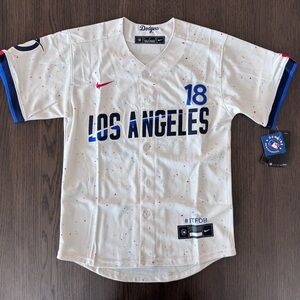 BRAND NEW Los Angeles Dodgers Nike Speckled White Jersey Yamamoto MLB